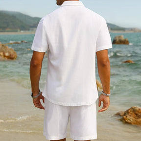 Kit Conjunto West com Camisa e Shorts com Textura em Linho e Lã + BRINDES: Relógio e Óculos